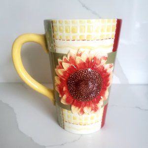 GANZ BELLA CASA Ceramic Sunflower Latte Mug Hand Crafted Coffee Tea